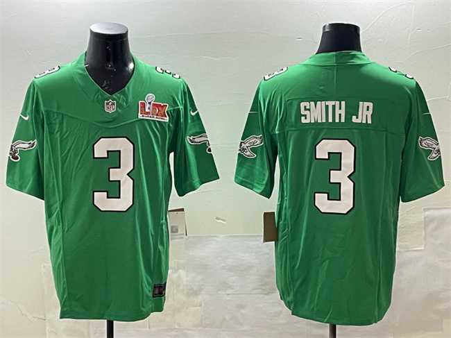 Men's Philadelphia Eagles #3 Nolan Smith Jr. Green 2025 Super Bowl LIX Patch F.U.S.E. Throwback Vapor Untouchable Limited Stitched Jersey,We sell and wholesale Men's Philadelphia Eagles #3 Nolan Smith Jr. Green 2025 Super Bowl LIX Patch F.U.S.E. Throwback Vapor Untouchable Limited Stitched Jersey on line form chian!